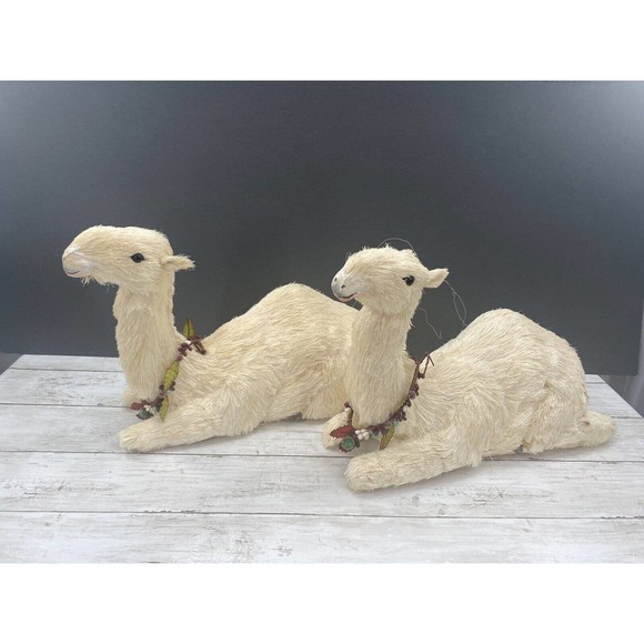 Trademark Exclusive Large Pair Decorative Nativity SITTING Lamas/Camels 11x16" - Picture 1 of 12